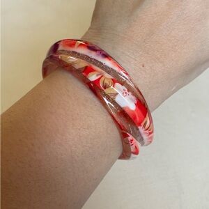 Pretty 🌸 Retro style *VINTAGE* flower Bangel bracelet GLITTERY